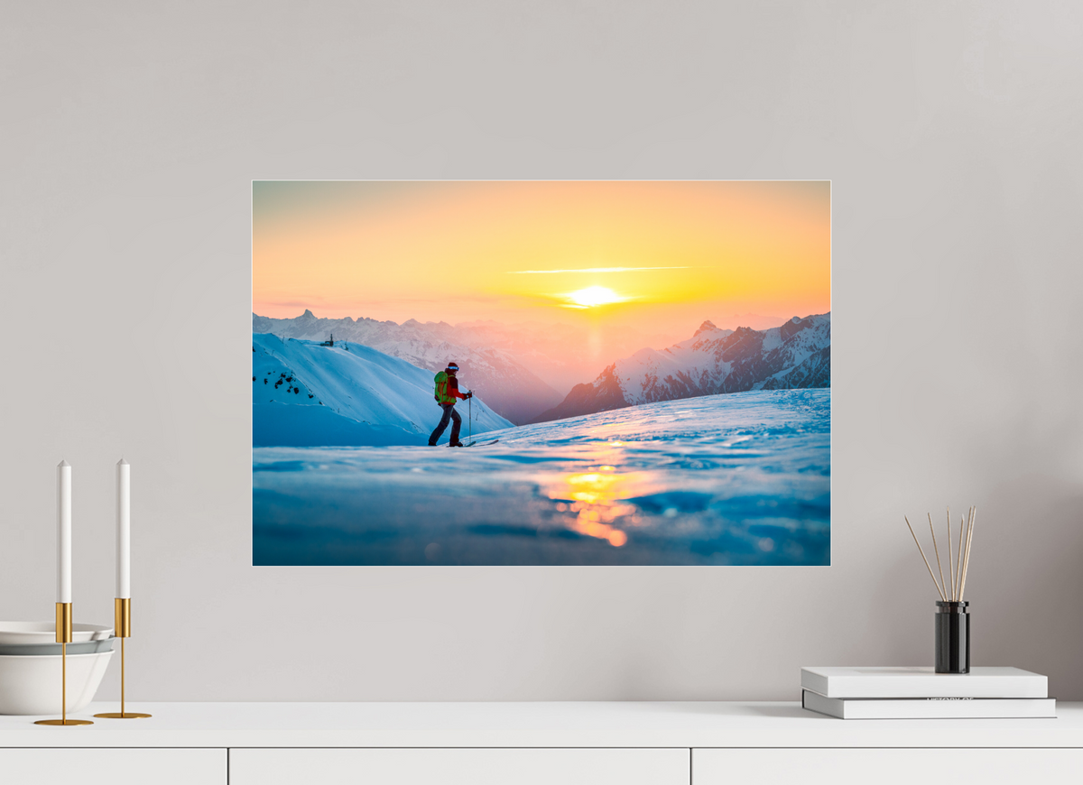 60 x 40 cm, Photo Print Under Acrylic Glass Ski Tour Sunset, Stuben Arlberg