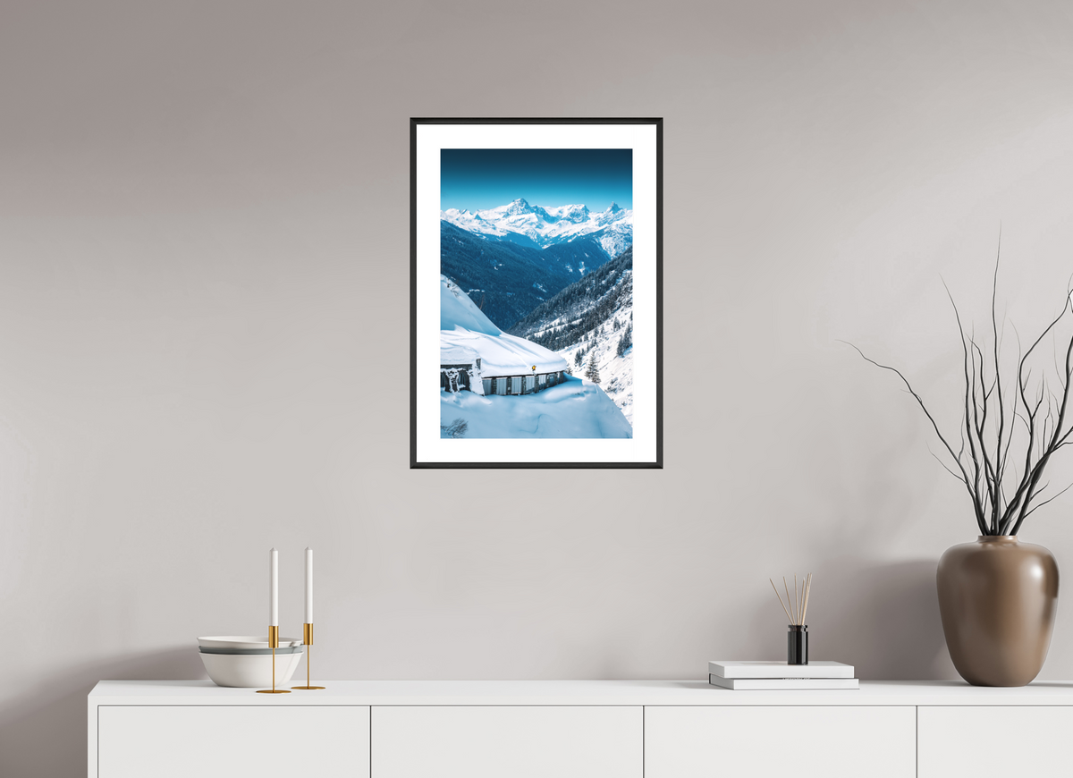 40 x 60 cm, Rahmen-Schwarz Ski Jump at the Flexenpass, Arlberg
