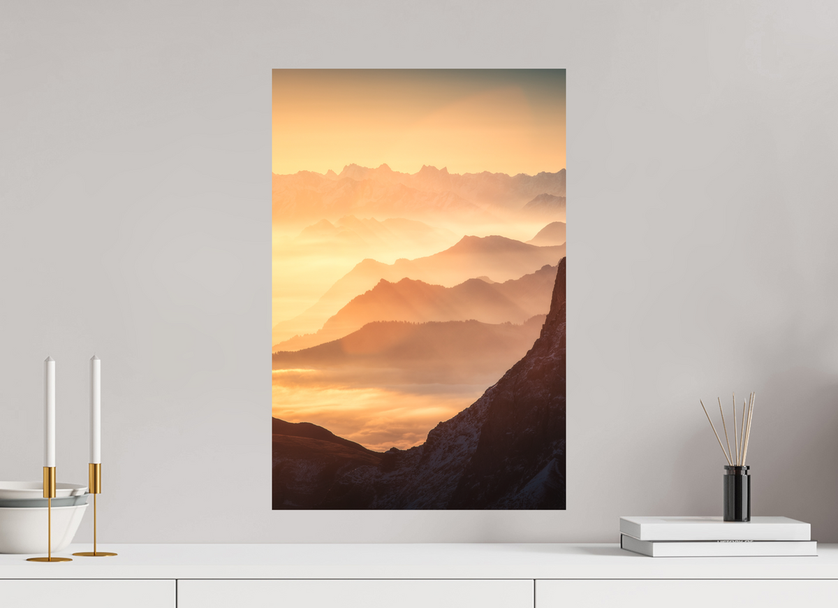 40 x 60 cm, Papierprint ohne Rahmen Säntis Ridge Silhouette, Switzerland