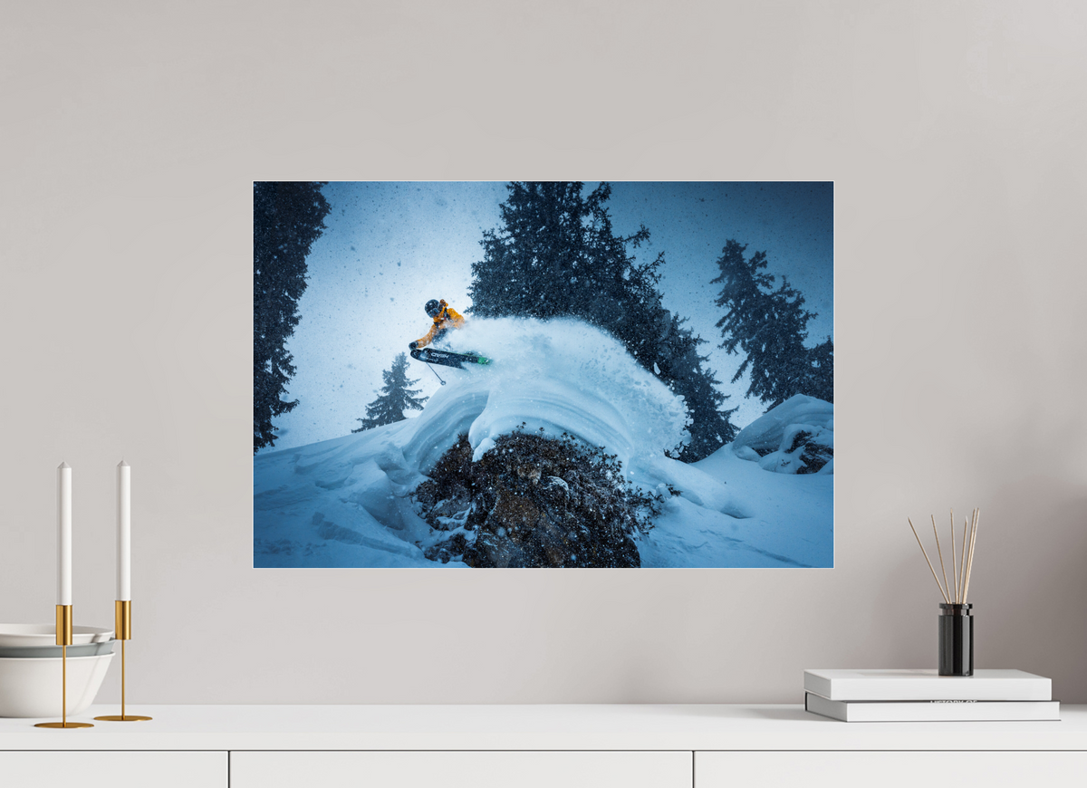 60 x 40 cm, Photo Print Under Acrylic Glass Freeride Jump, Sonnenkopf