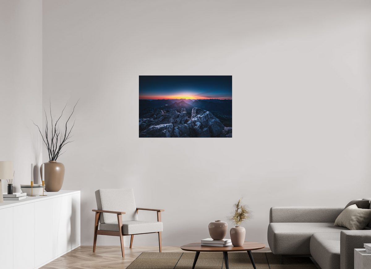 105 x 70 cm, Papierprint ohne Rahmen Sunrise at the Mohnenfluh, Lech