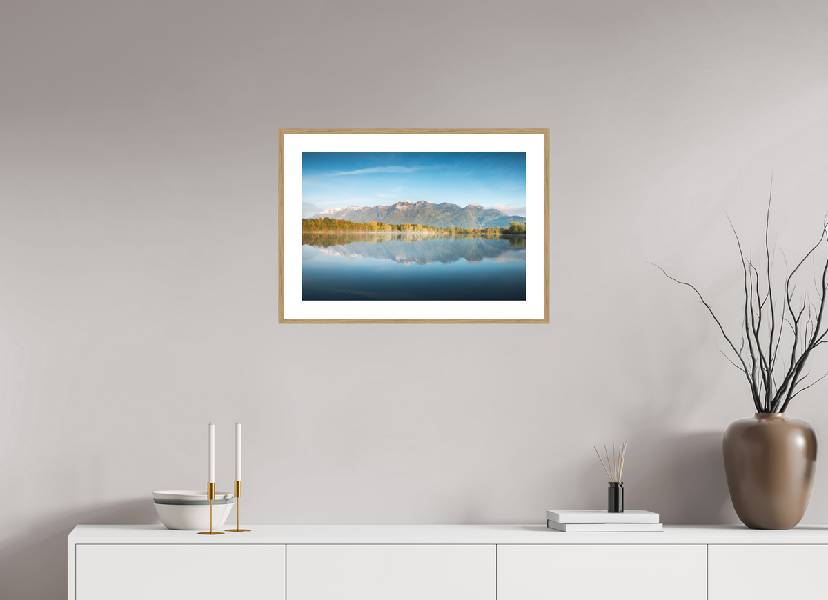 60 x 40 cm, Rahmen-Holzoptik Baggerlöcher Reflection, Feldkirch