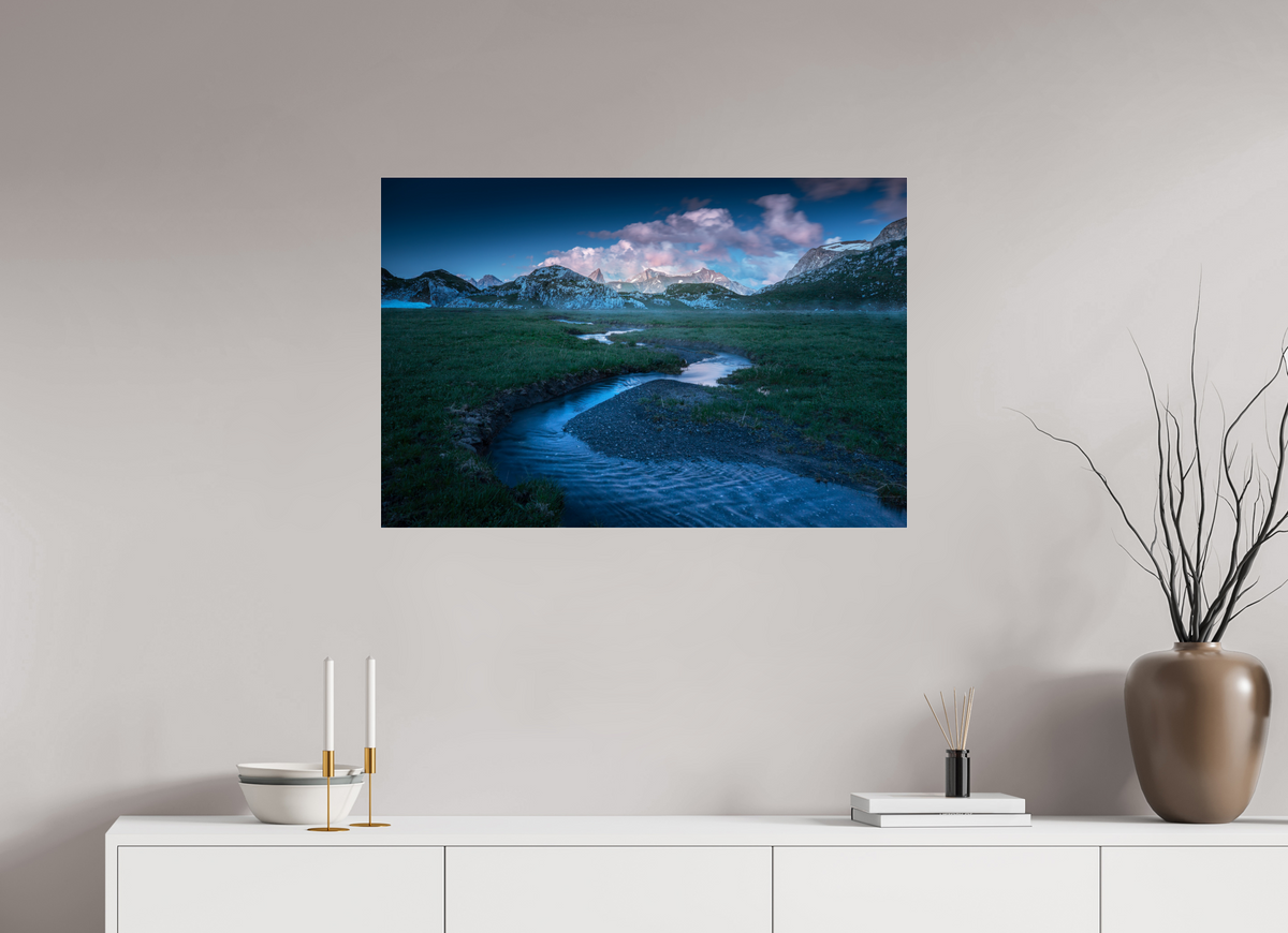 90 x 60 cm, Photo Print Under Acrylic Glass Madloch River Bend at Blue Hour, Lech