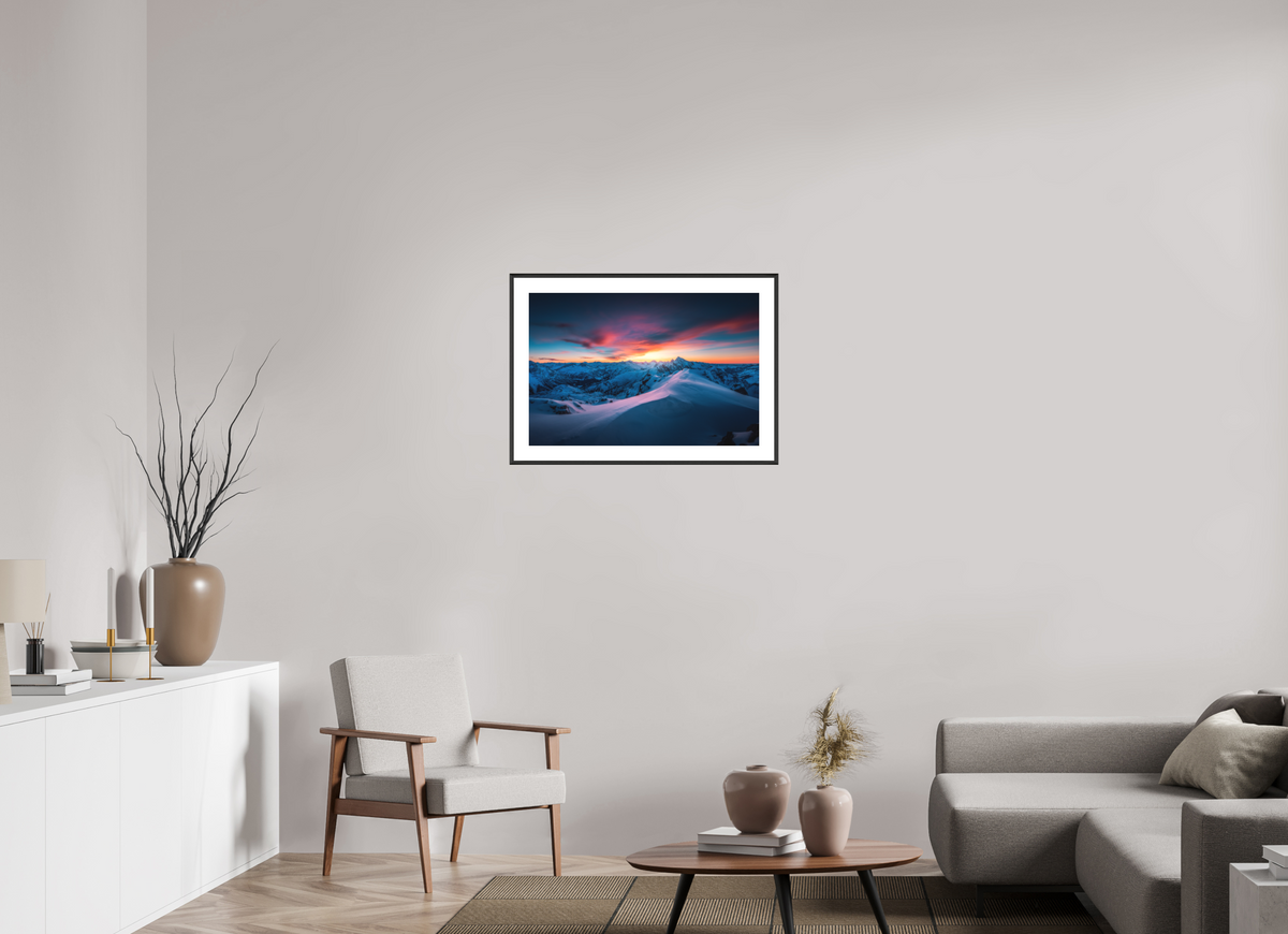 75 x 50 cm, Rahmen-Schwarz Sunset at the Mohnenfluh, Lech