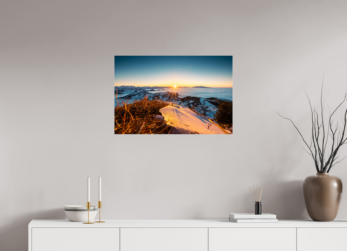 75 x 50 cm, Photo Print Under Acrylic Glass Sunset at the Hohe Matona, Vorarlberg