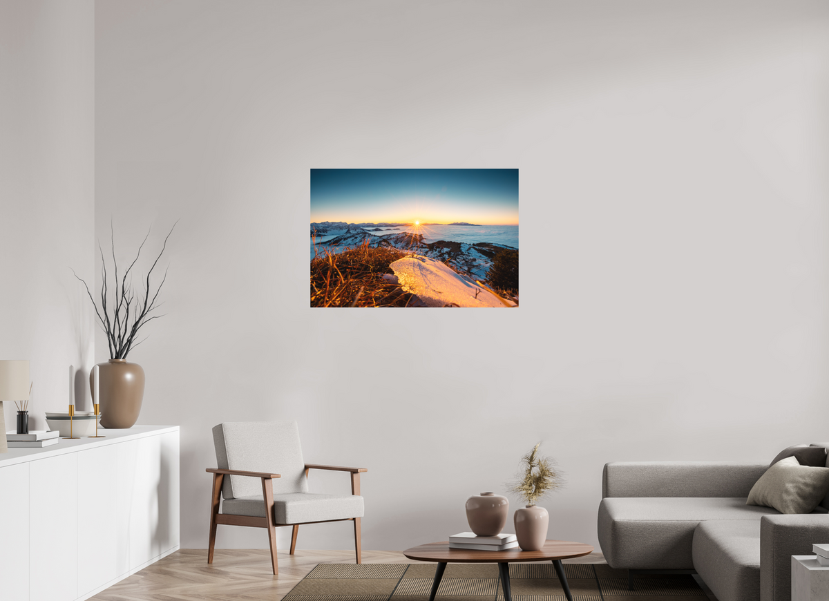 105 x 70 cm, Papierprint ohne Rahmen Sunset at the Hohe Matona, Vorarlberg