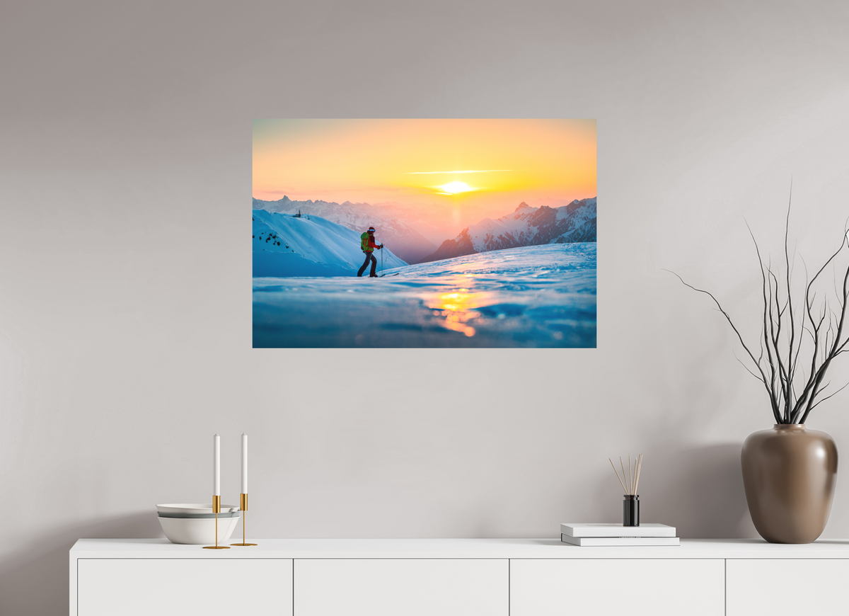 90 x 60 cm, Papierprint ohne Rahmen Ski Tour Sunset, Stuben Arlberg