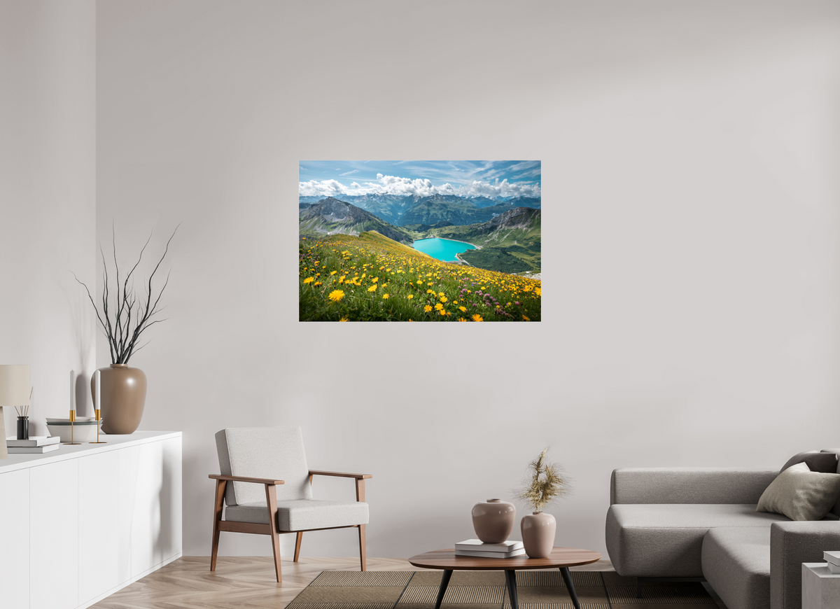 120 x 80 cm, Photo Print Under Acrylic Glass Spullersee Summer Meadow, Lech