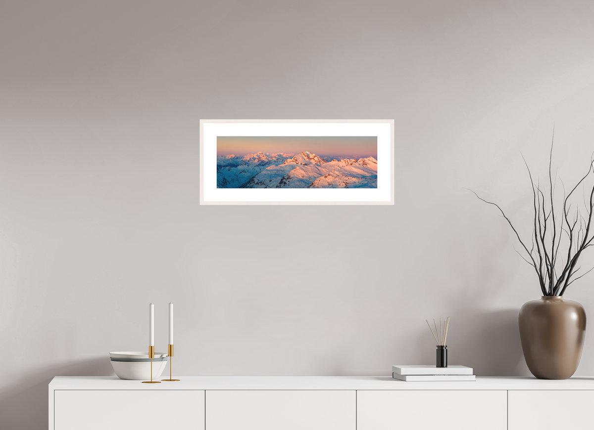 60 x 20 cm, Rahmen-Weiß Alpenglow Above Lech, Arlberg