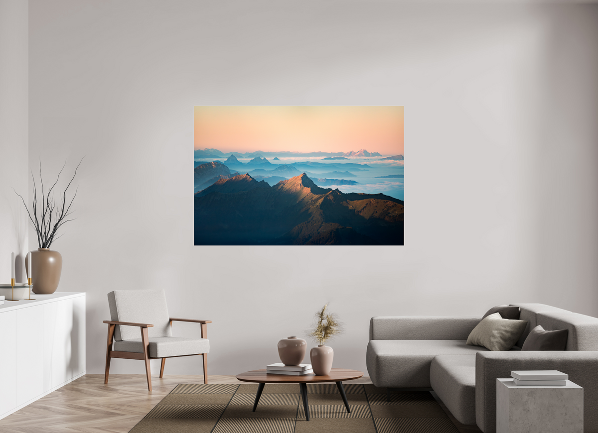 180 x 120 cm, Photo Print Under Acrylic Glass Säntis Sunrise, Silhouette Peaks