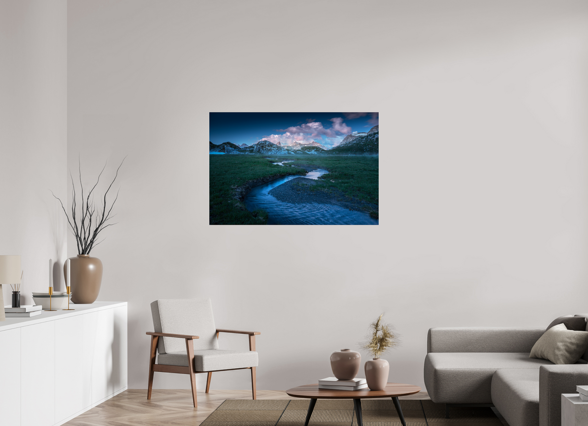 120 x 80 cm, Photo Print Under Acrylic Glass Madloch River Bend at Blue Hour, Lech