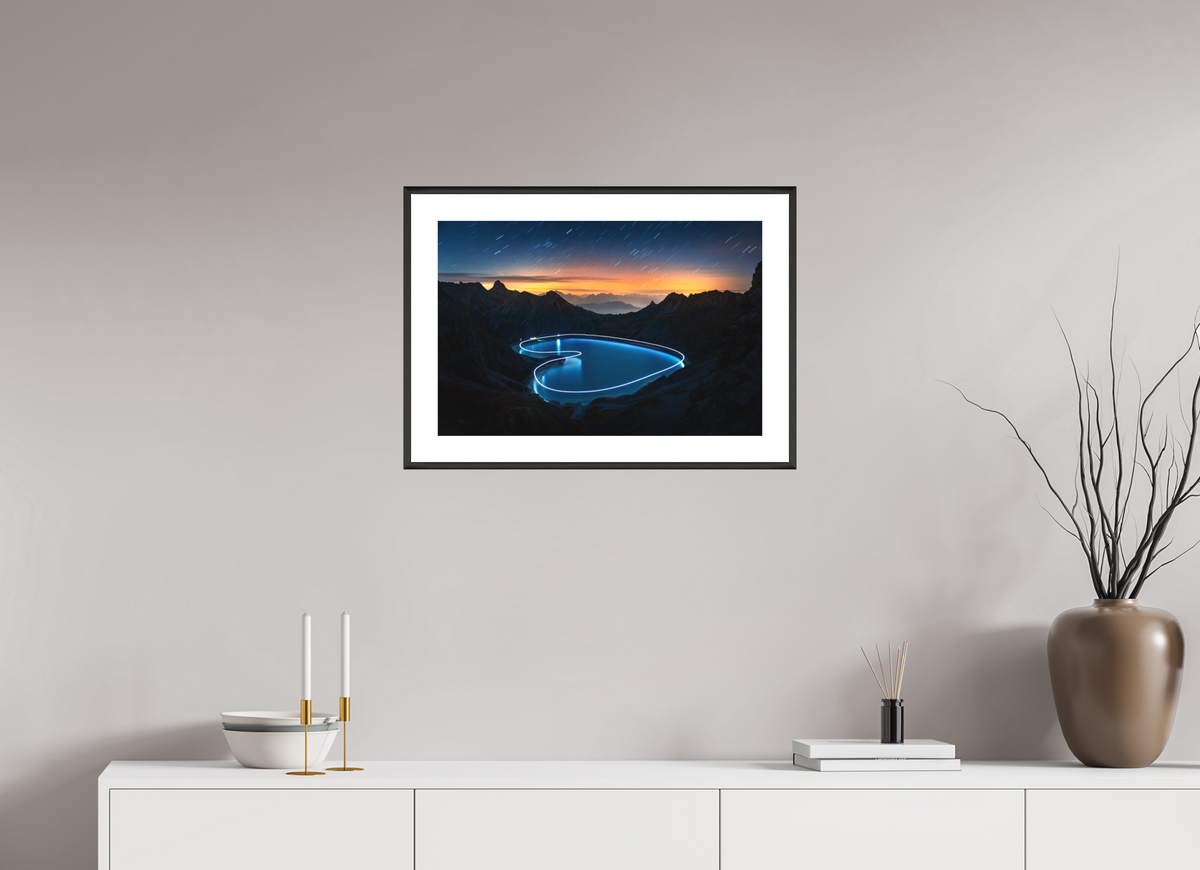 60 x 40 cm, Rahmen-Schwarz Lünersee Heart, Vorarlberg