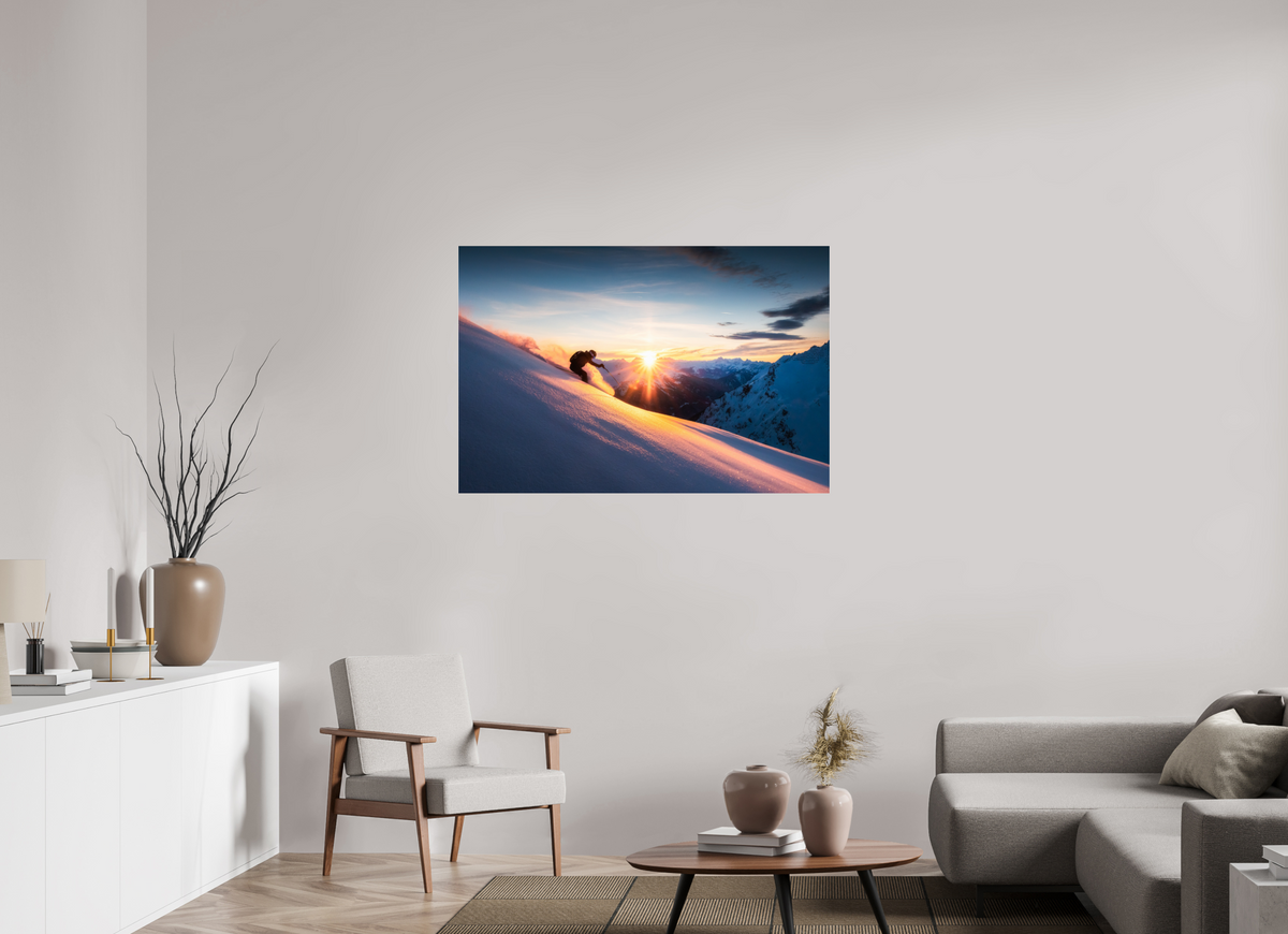 120 x 80 cm, Photo Print Under Acrylic Glass Ski Sunset at Trittkopf, Zürs Arlberg