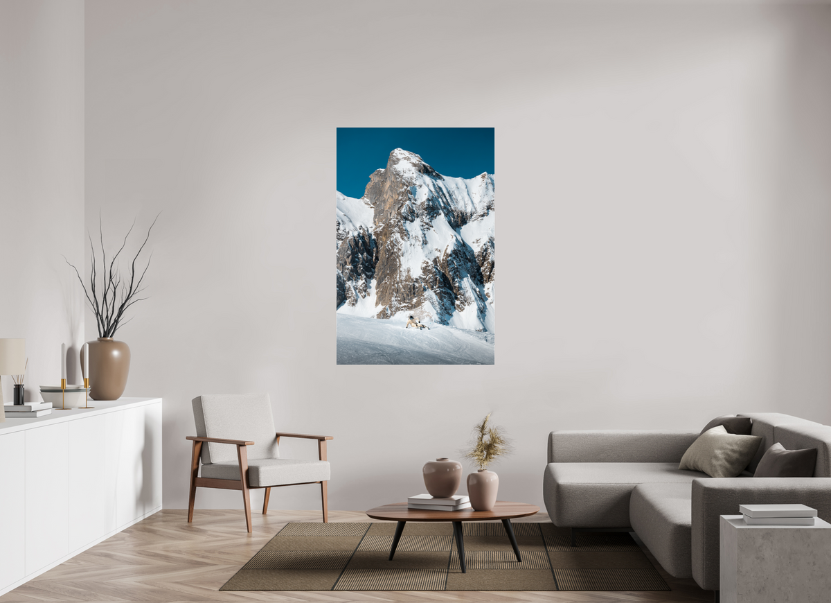 100 x 150 cm, Photo Print Under Acrylic Glass Snowy Rock Face in Winter