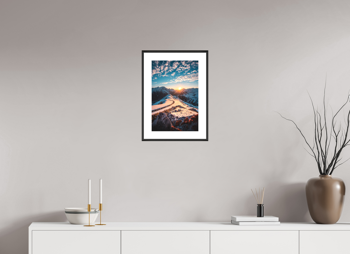 30 x 45 cm, Rahmen-Schwarz Kriegerhorn at Sunset, Lech
