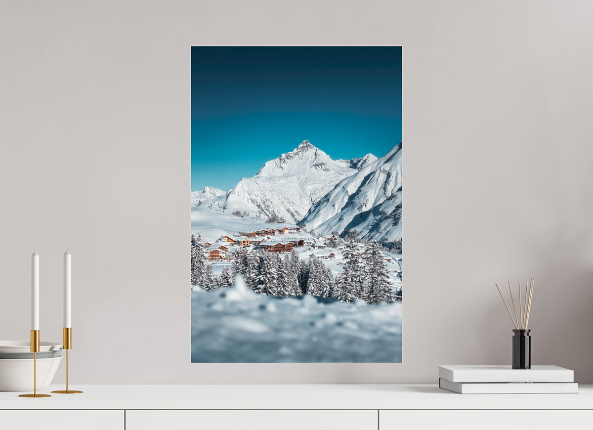40 x 60 cm, Photo Print Under Acrylic Glass Oberlech Village with Biberkopf, Arlberg