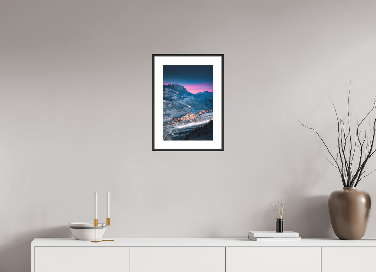 30 x 45 cm, Rahmen-Schwarz Zürs at Night, Arlberg