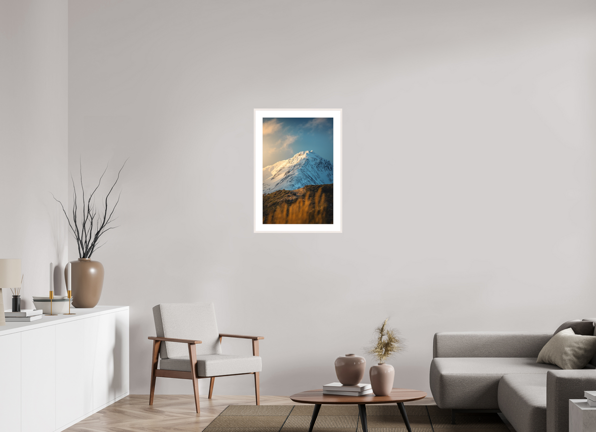 50 x 75 cm, Rahmen-Weiß Sunlit Peaks, Ushuaia