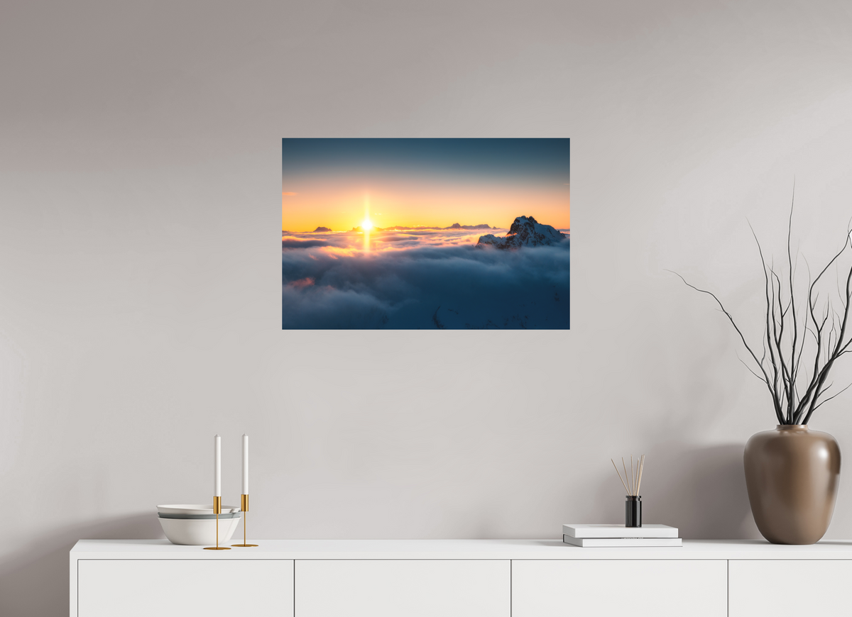 75 x 50 cm, Papierprint ohne Rahmen Golden Sunset Over the Clouds