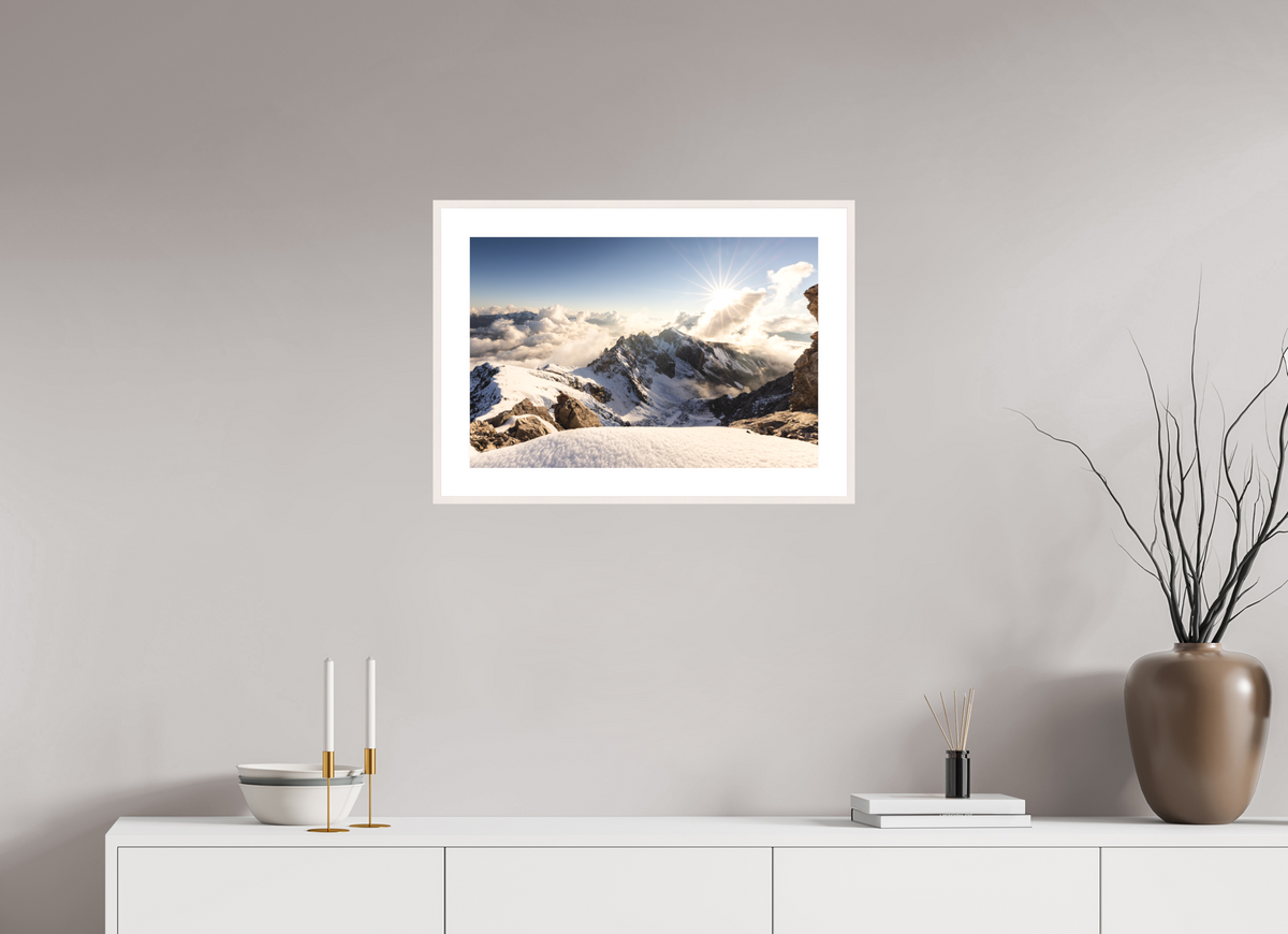 60 x 40 cm, Rahmen-Weiß Dramatic Sunset at the Valluga, Arlberg
