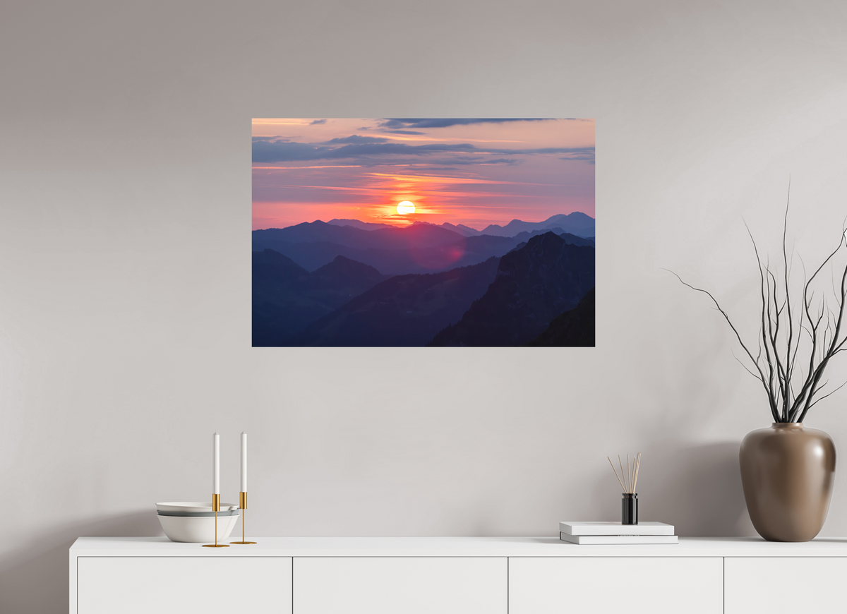 90 x 60 cm, Papierprint ohne Rahmen Hohe Matona Sunrise Layers, Alps