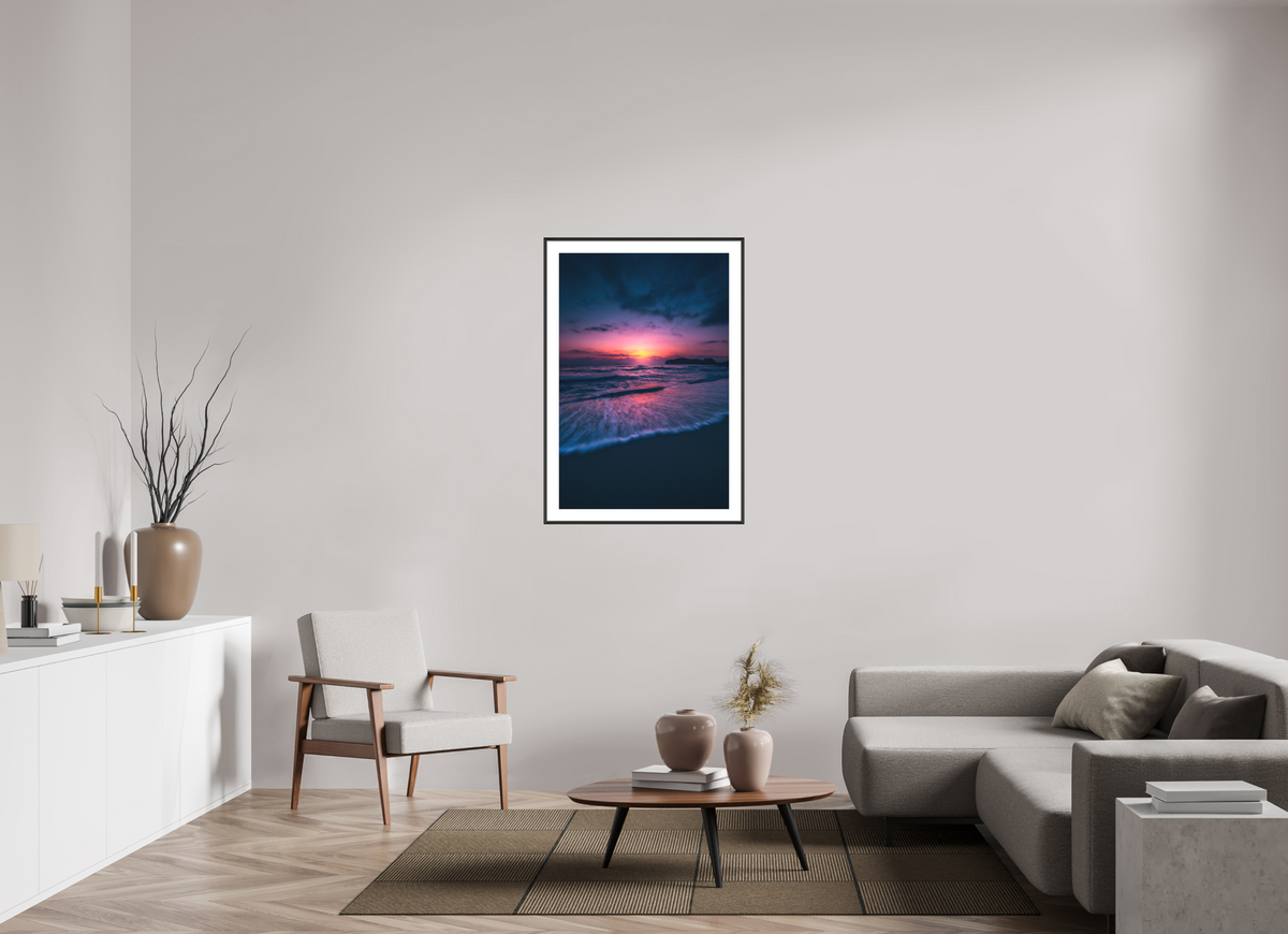 70 x 105 cm, Rahmen-Schwarz Falassarna Evening, Crete Beach