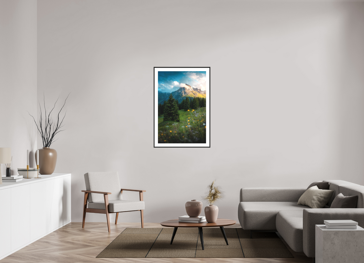 70 x 105 cm, Rahmen-Schwarz Omeshorn View, Lech Austria