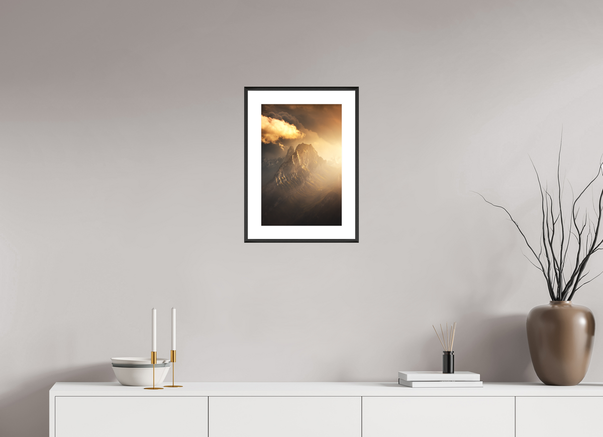 30 x 45 cm, Rahmen-Schwarz Glowing Mountainscape, Hoher Kasten