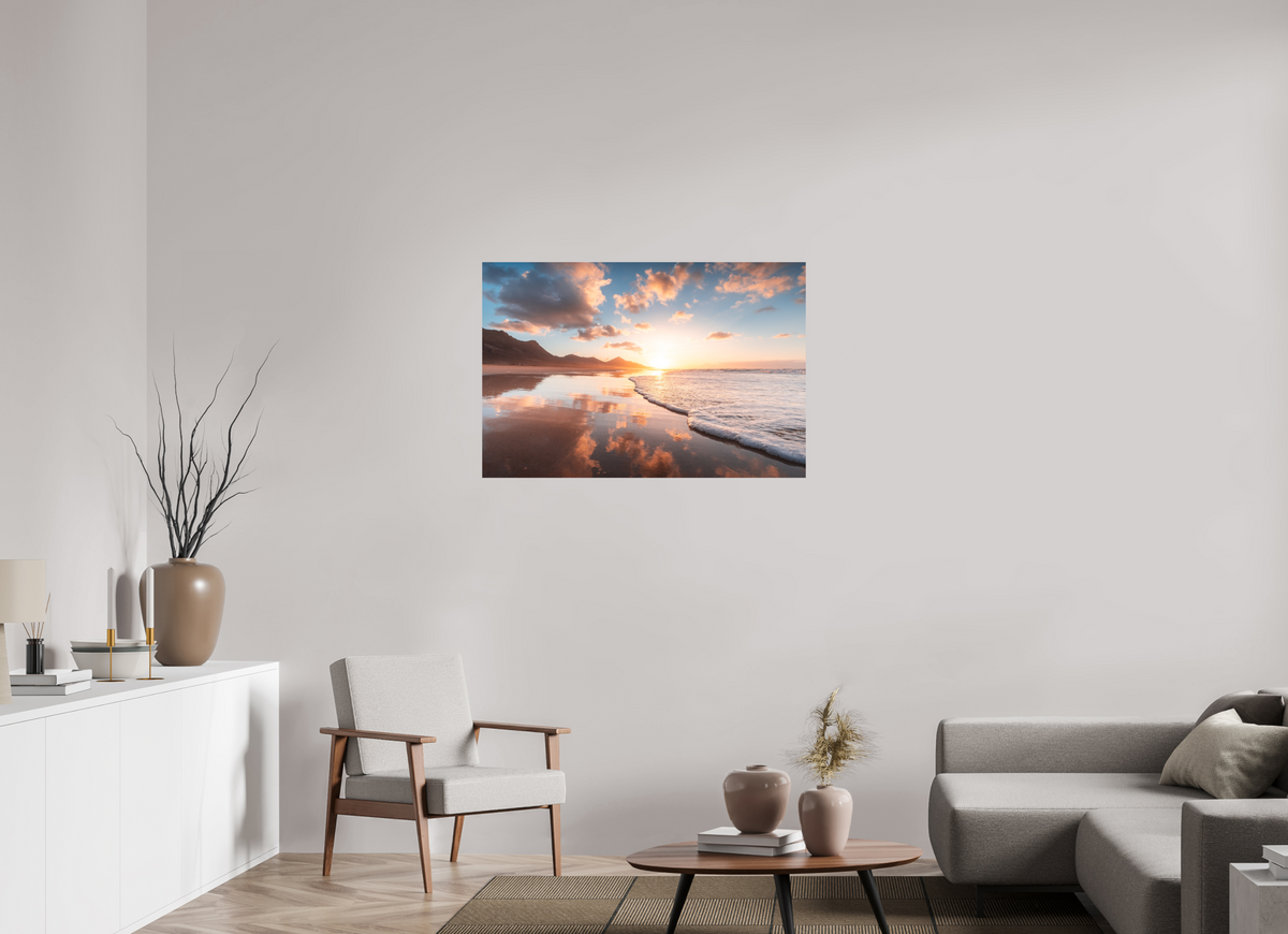 105 x 70 cm, Papierprint ohne Rahmen Sunset Reflections, Fuerteventura