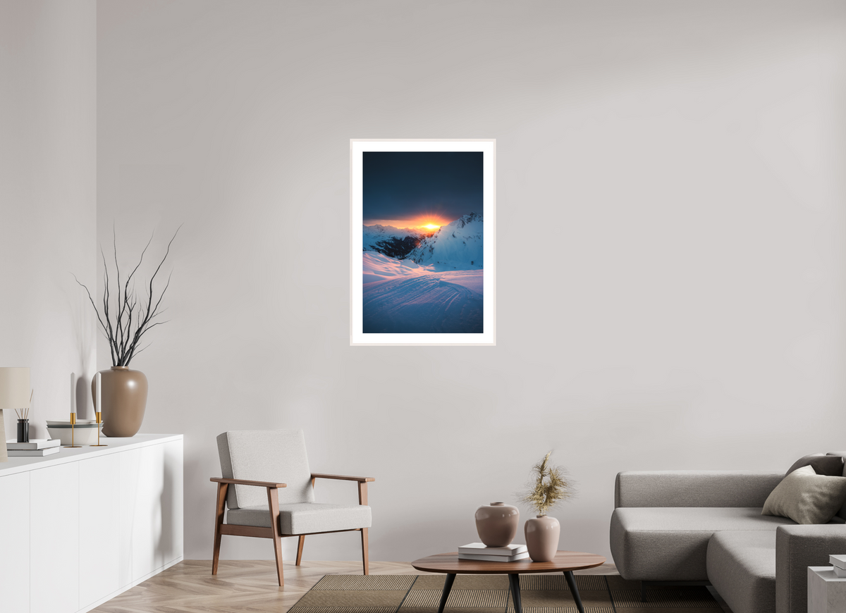 60 x 90 cm, Rahmen-Weiß Sunset Above Zürs, Arlberg