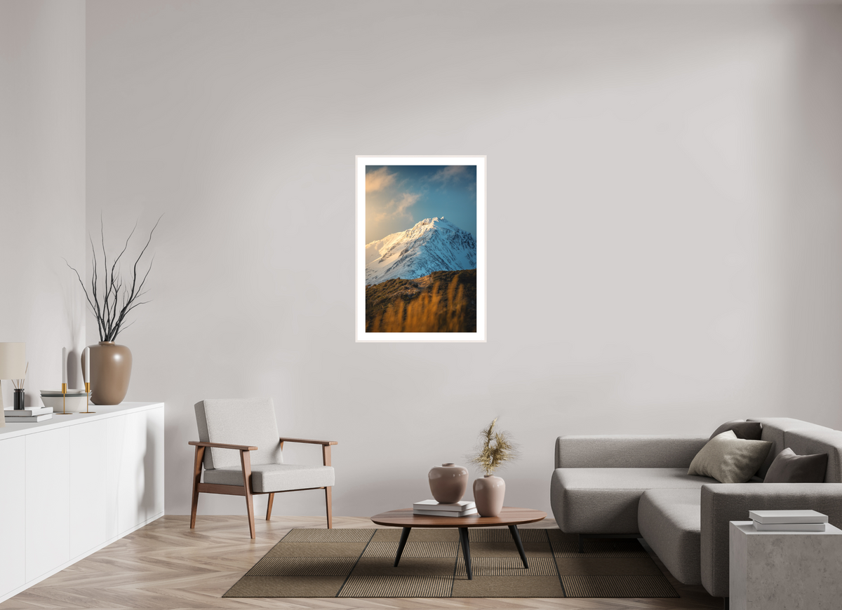 70 x 105 cm, Rahmen-Weiß Sunlit Peaks, Ushuaia