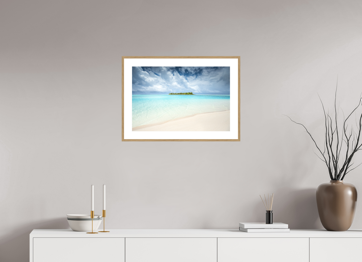 60 x 40 cm, Rahmen-Holzoptik Island in the Lagoon, Aitutaki