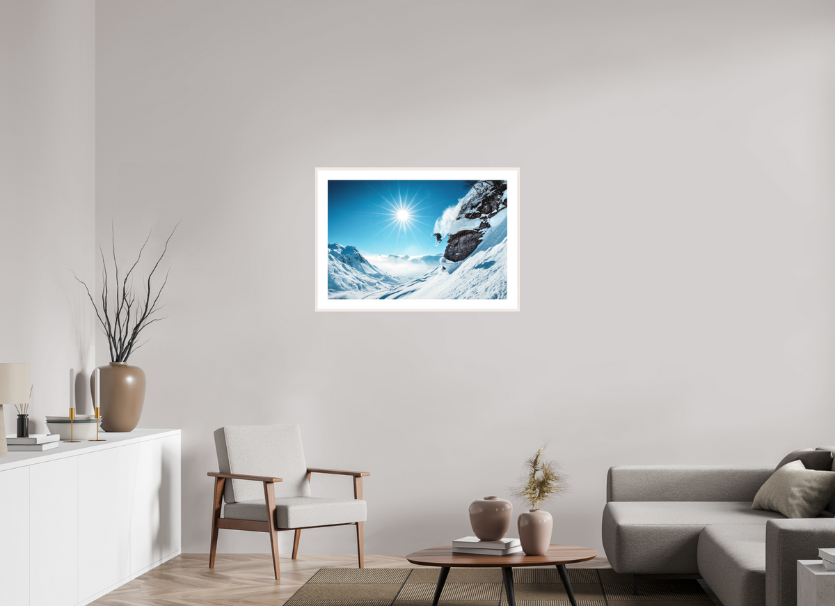 90 x 60 cm, Rahmen-Weiß Freeride Jump, Lech Zürs