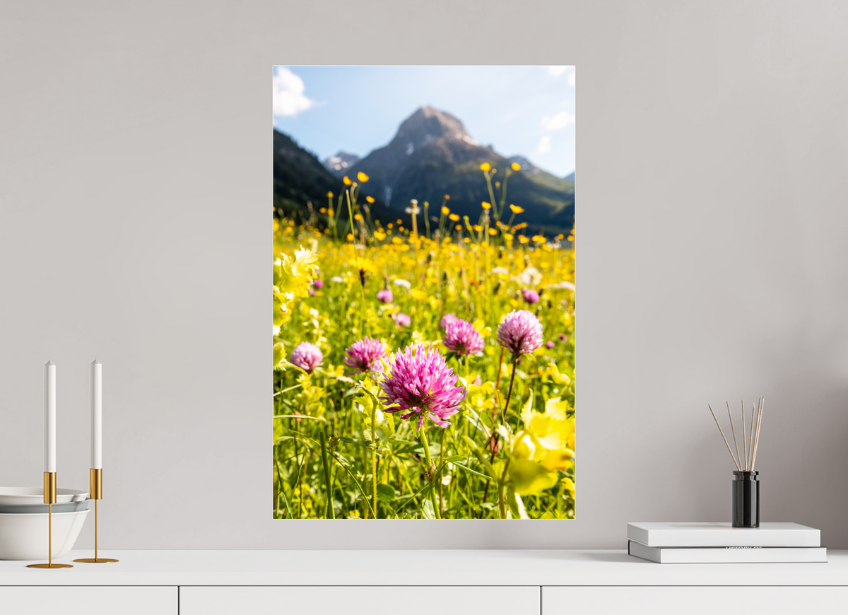 40 x 60 cm, Photo Print Under Acrylic Glass Wildflower Meadow Below the Peak