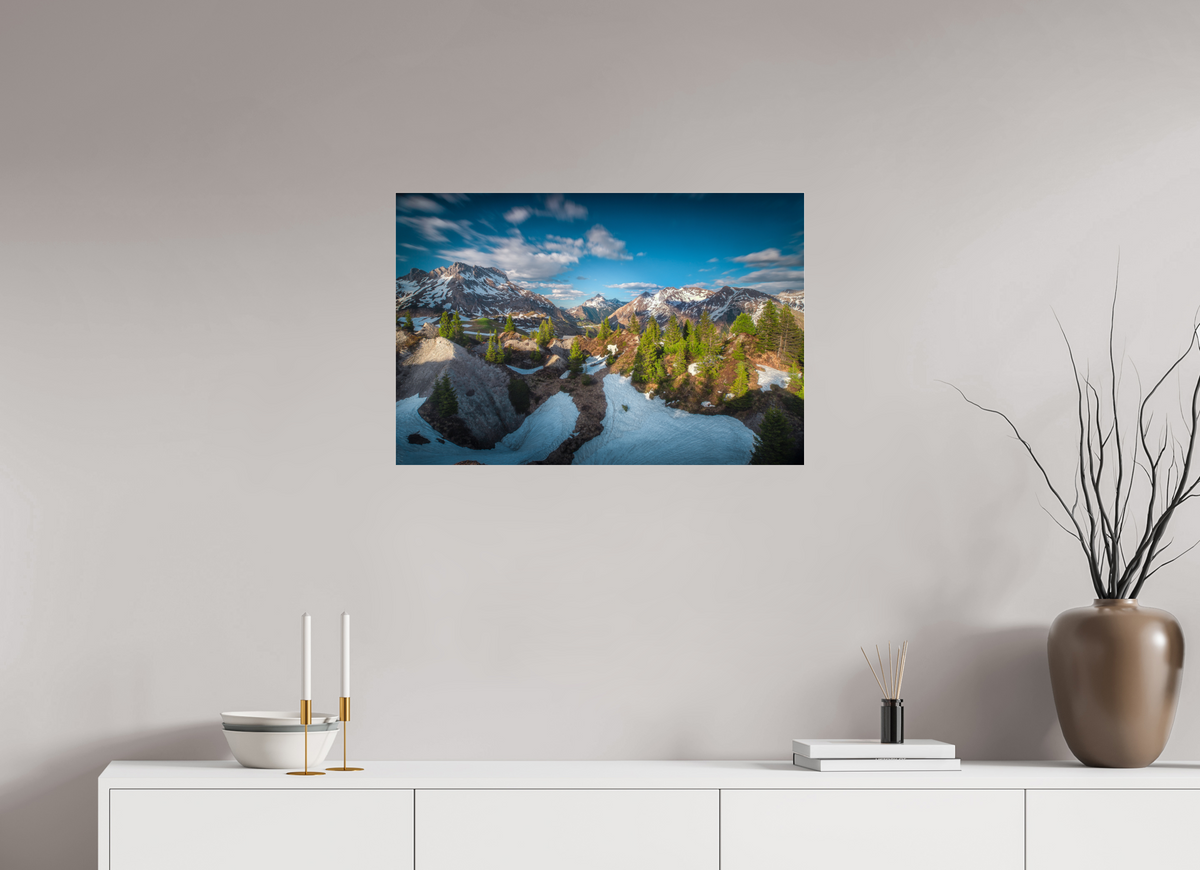 75 x 50 cm, Photo Print Under Acrylic Glass Spring Panorama With the Biberkopf, Lech
