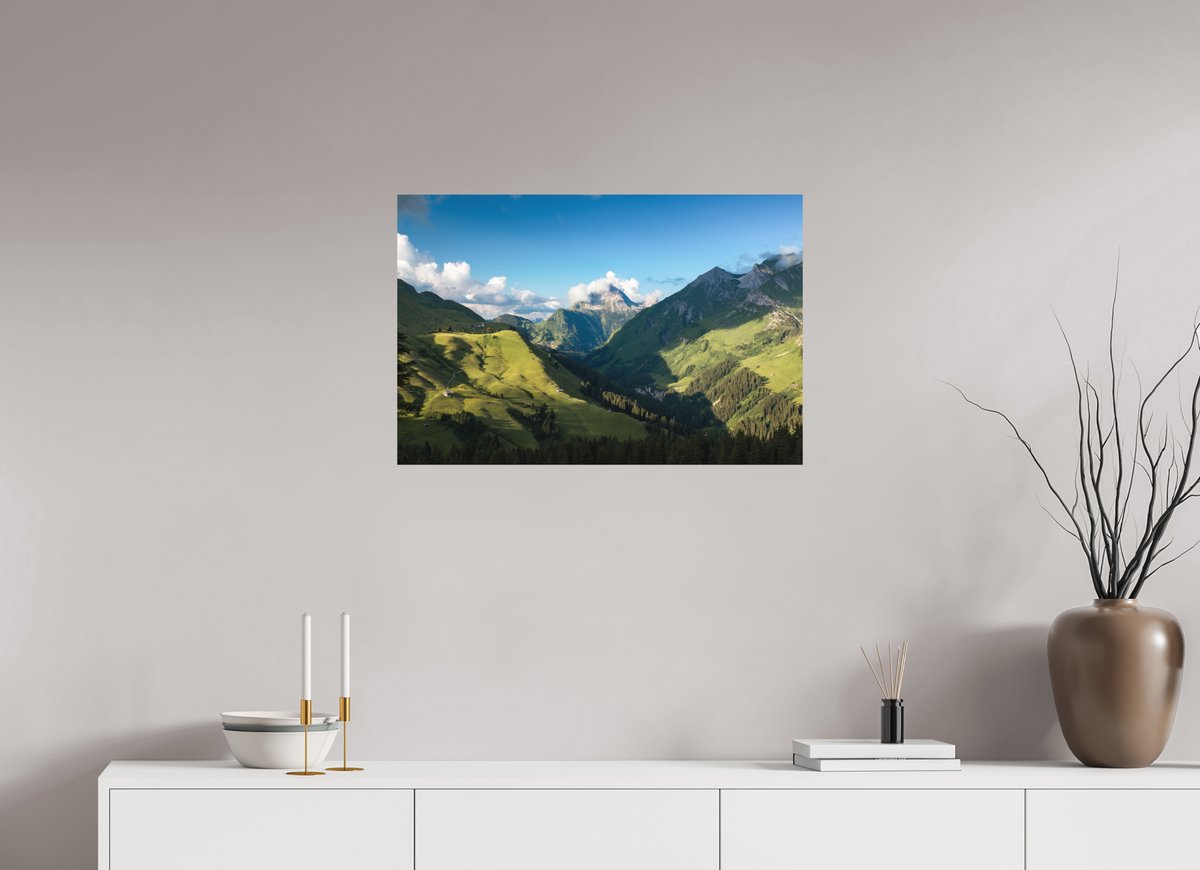 75 x 50 cm, Papierprint ohne Rahmen Valley View to the Biberkopf, Warth