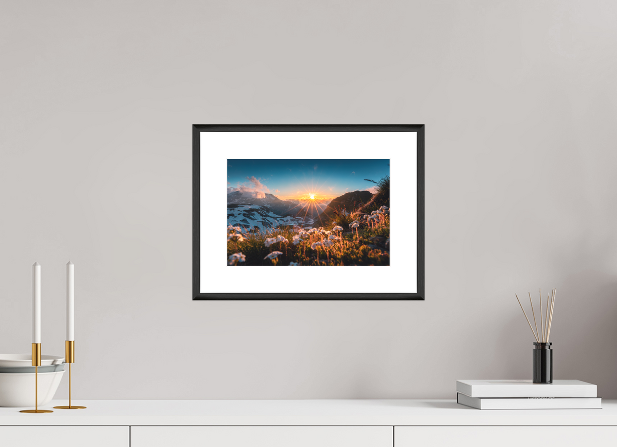30 x 20 cm, Rahmen-Schwarz Sunset at the Madloch, Arlberg