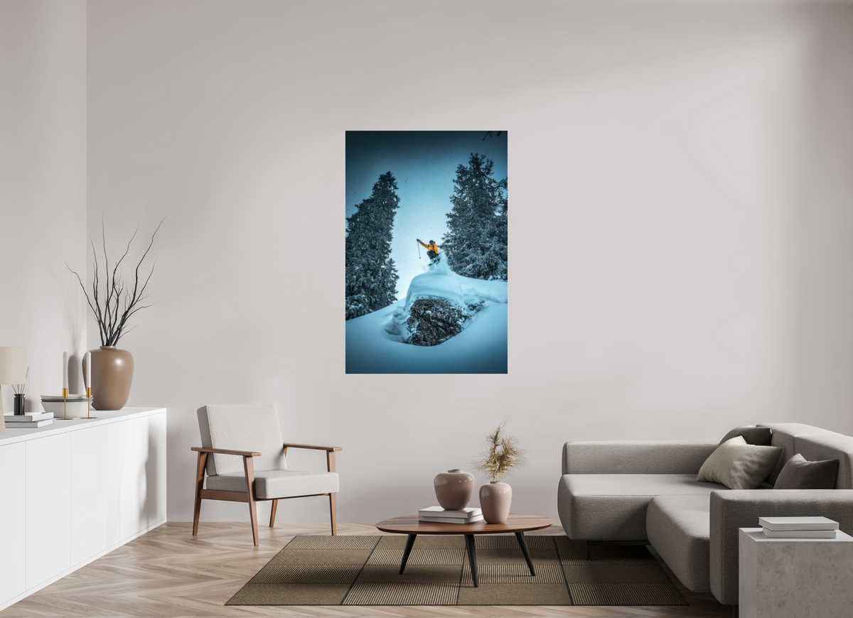 100 x 150 cm, Photo Print Under Acrylic Glass Frozen Launch Over the Trees