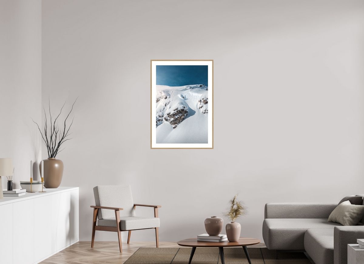 60 x 90 cm, Rahmen-Holzoptik Skier Dropping a Steep Line, Arlberg