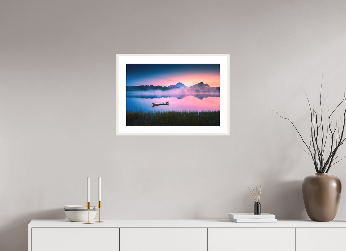 60 x 40 cm, Rahmen-Weiß Evening Mood, Lofoten
