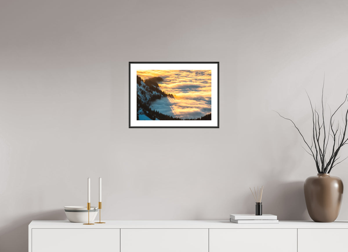 Sea of Fog at the Hohe Matona, Vorarlberg, 45 x 30 cm, framed Schwarz