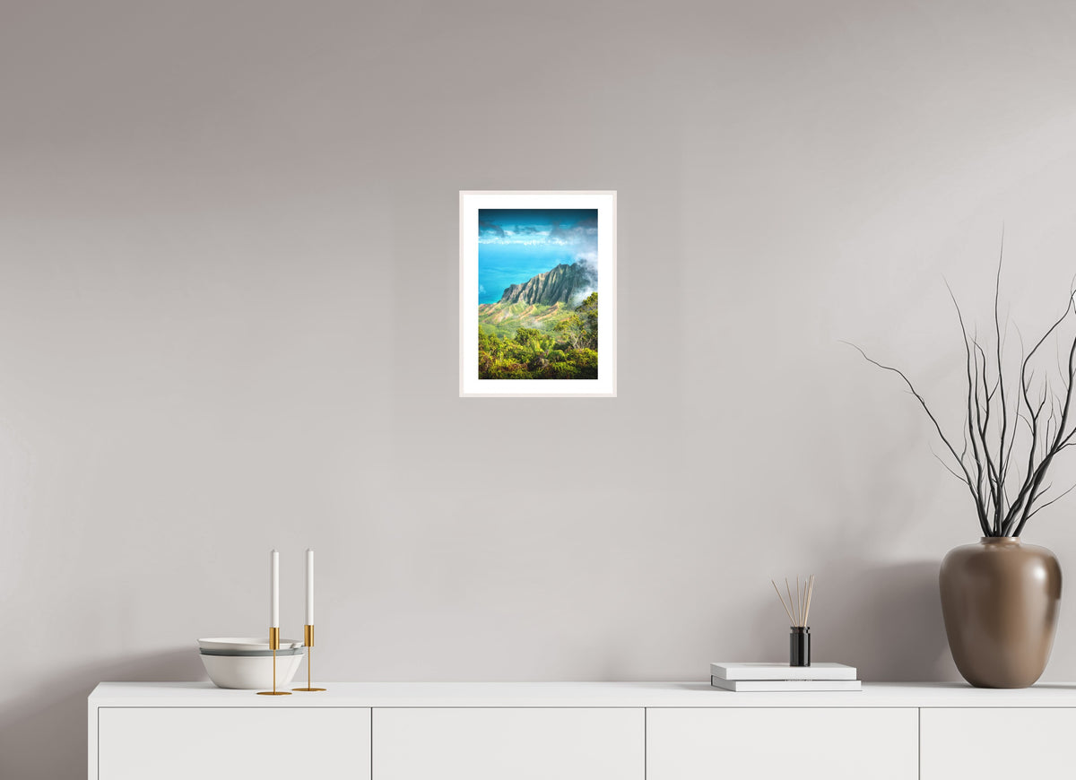Kalalau Valley Viewpoint, Kauai Hawaii, 20 x 30 cm, framed Weiß