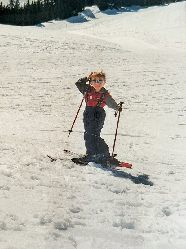 Lucas as a kid in the mountains