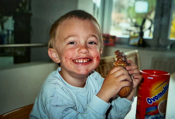Lucas as a kid in the mountains