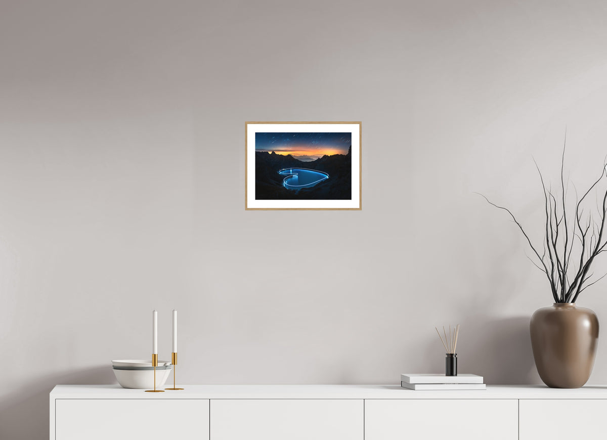 Lünersee Heart, Vorarlberg, 30 x 20 cm, framed Holzoptik