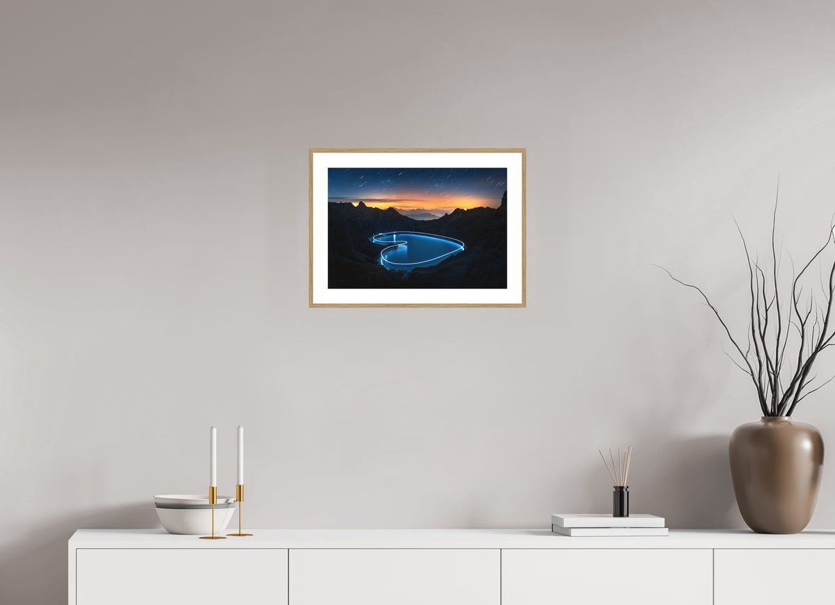 Lünersee Heart, Vorarlberg, 45 x 30 cm, framed Holzoptik