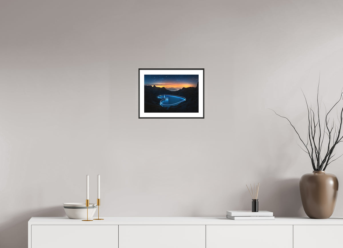 Lünersee Heart, Vorarlberg, 30 x 20 cm, framed Schwarz