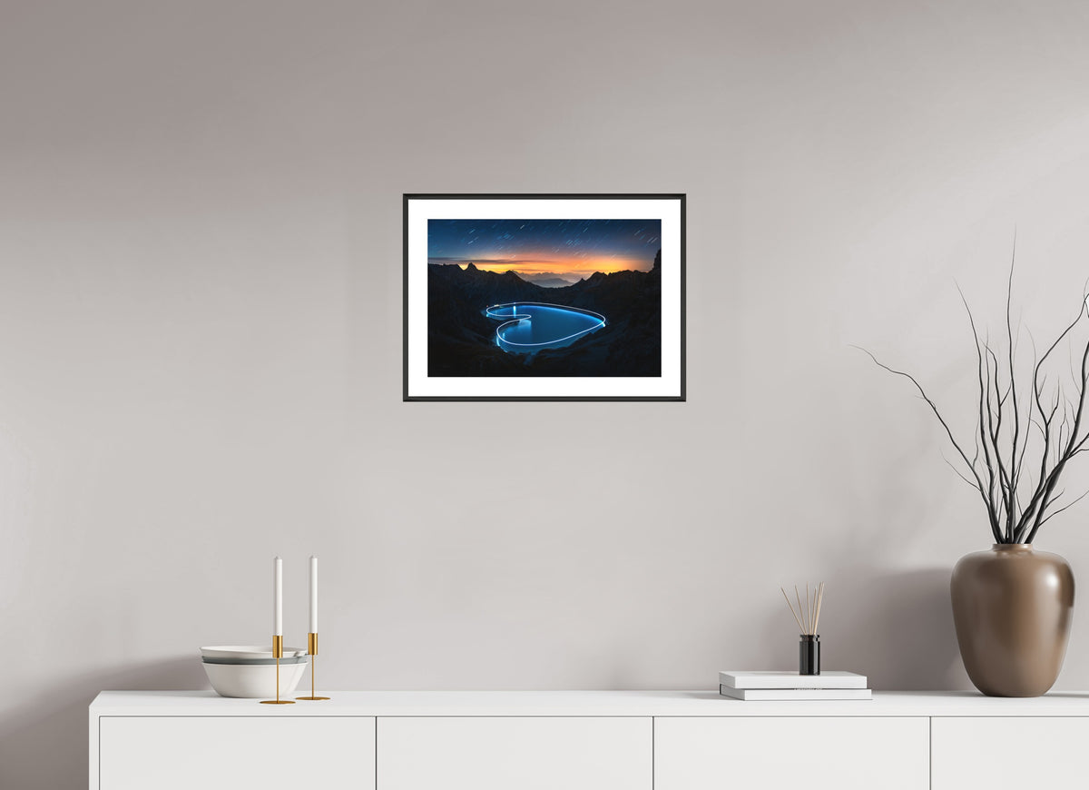 Lünersee Heart, Vorarlberg, 45 x 30 cm, framed Schwarz