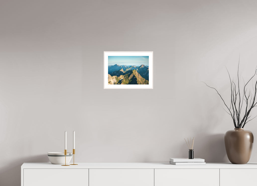 Mohnenfluh Morning Light, Lech Austria, 30 x 20 cm, framed Weiß