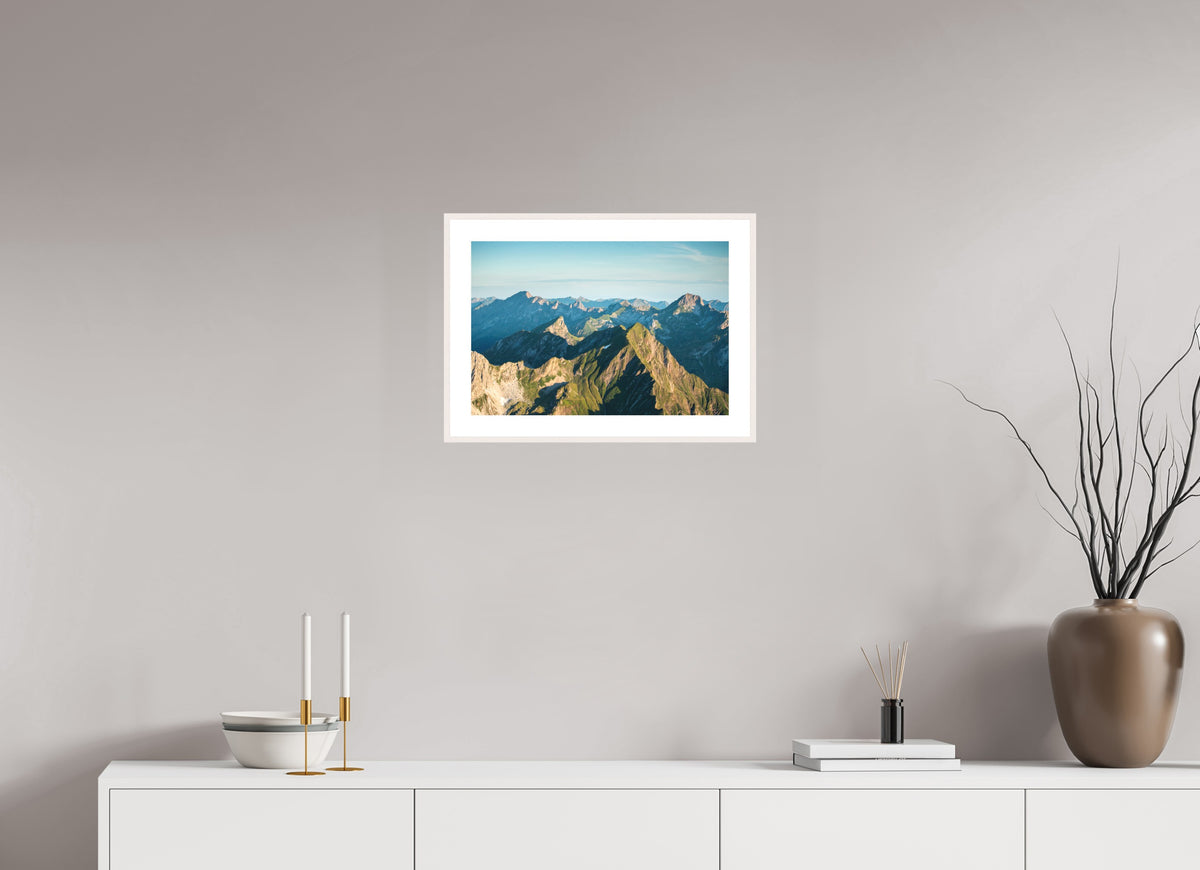 Mohnenfluh Morning Light, Lech Austria, 45 x 30 cm, framed Weiß